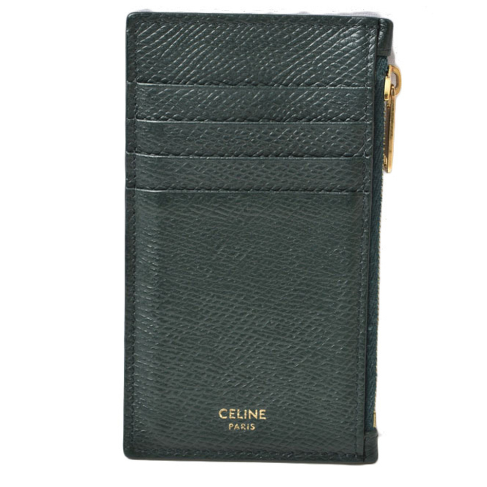 Celine Coin Case Card Holder CELINE Zip-closure Compact Fragment Green 10B683BEL